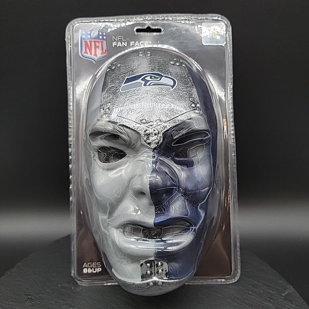 Seattle Seahawks Fan Face Mask Halloween Game Day Official NFL PVC Mask Ages 8+